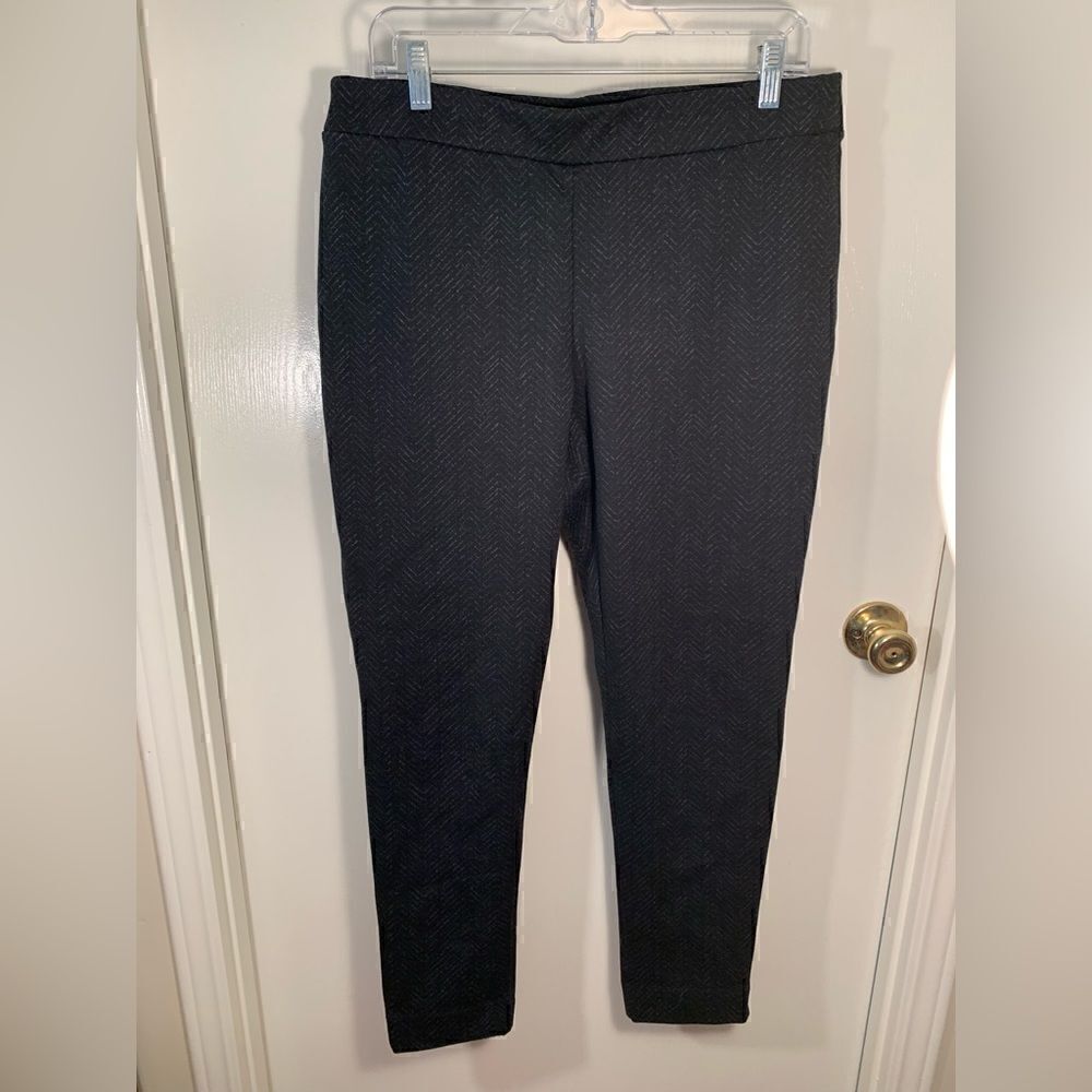 Ellen Tracy GUC black/gray patterned stretch waist pants Size Large